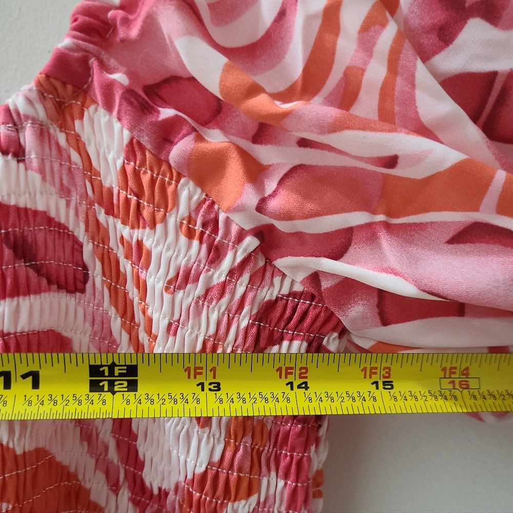 BeachSissi Smocked On or Off The Shoulder Midi Dress in Pink Swirl Sz S NWT - Picture 14 of 15